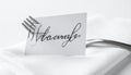 Elegant Wedding Place Card Held by a Fork Royalty Free Stock Photo