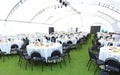 Elegant wedding reception area, ready for guests and the bridal party.