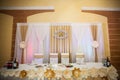 Elegant wedding reception table arrangement & decorations Royalty Free Stock Photo