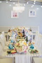 Elegant Wedding Reception table decor and centerpieces Royalty Free Stock Photo