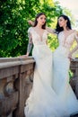 Elegant wedding salon is waiting for bride. Happy bride before wedding. Wonderful bridal gown. Beautiful wedding dresses