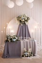 Elegant wedding table setup with floral arrangements