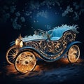 Elegant Wedding Vehicle Adorned with Celestial Decorations