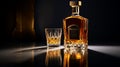 Elegant Whisky Bottle On Glass: Provia-inspired Rum Product Photography Royalty Free Stock Photo