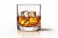 Elegant whisky glass isolated on a clean white background with ample copy space for text placement
