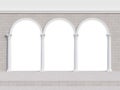 Elegant white arch with Corinthian style column decorated in a gray brick wall isolated on white background with clipping path 3d