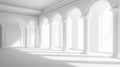 Elegant White Architecture, Classic Columns and Arches, Minimalist Interior Design Royalty Free Stock Photo