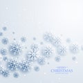 elegant white background with flowing snowflakes. Merry christmas winters greeting