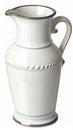 Elegant White Ceramic Pitcher with Blue and Gold Trim on Isolated Background Royalty Free Stock Photo