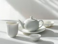 elegant white ceramic tea set on table Royalty Free Stock Photo