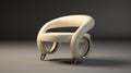 White Leather Modern Chair With Art Deco Elegance And Metallic Rotation