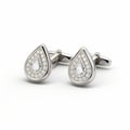 Elegant White Diamond Cufflinks With Pearls - Octane Render Style