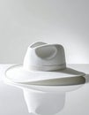 Elegant White Fedora Hat with Reflection Royalty Free Stock Photo