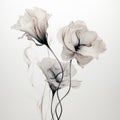 Elegant White Floral Artwork With Minimalist And Abstract Shapes