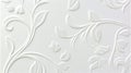 Elegant White Floral Embossed Texture with Ornamental Relief and Leaf Pattern Background Royalty Free Stock Photo