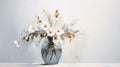 Elegant White Flowers In A Stylish Vase: A Captivating Speedpainting