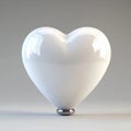Elegant White Glossy Heart Shape 3D Render Minimalist Design Background Image love pure ball card