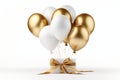 Elegant white and gold balloon on a clean white background, radiating charm and sophistication Royalty Free Stock Photo