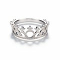 Elegant White Gold Crown Ring - Conceptual Elegance With A Pop Of Hallyu