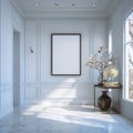 Elegant White Hallway Interior Design with Mockup Frame Royalty Free Stock Photo