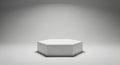 Gradient white hexagonal podium under a soft spotlight in a minimalist studio isolated on white background Royalty Free Stock Photo