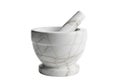 Elegant white marble mortar and pestle on black background Royalty Free Stock Photo