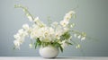 Elegant White Orchid Flowers In Intricate Floral Arrangement Vase Royalty Free Stock Photo