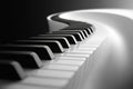 Elegant white piano keys curving in a wave pattern, creating a visually appealing design with light and shadow Royalty Free Stock Photo