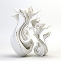 Elegant White Porcelain Vases - Stunning 3d Sculptures For Modern Decor