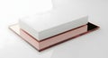 Elegant White Product Box Mockup on Rose Gold Reflective Display Royalty Free Stock Photo