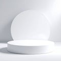 Elegant White Product Display Platform with Round Backdrop in Minimalist Style Royalty Free Stock Photo