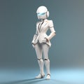 Elegant White Suit Robot: A Minimalistic Modern Seapunk Masterpiece