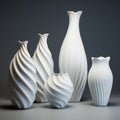 Elegant White Vases With Curved Shapes And Swirling Vortexes