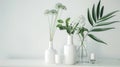 Elegant White Vases with Fresh Botanical Arrangements