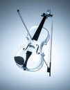 Elegant White Violin on a Cool Blue Background Royalty Free Stock Photo