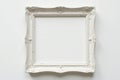 Elegant whitewashed wood picture frame, isolated, promotional, white frame, message