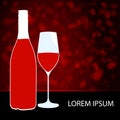 Elegant wine bottle and glass illustration Royalty Free Stock Photo