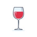 Elegant wine glass filled with a ruby red beverage in simplistic vector illustration style Royalty Free Stock Photo