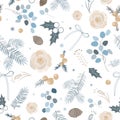 Elegant winter seamless pattern. Vector illustration. Pastel palette