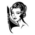 Elegant woman in venice black vector design