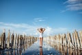 Elegant woman dancing on water. Royalty Free Stock Photo