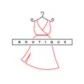 Elegant woman dress logo. Fashion shop symbol. Stylish boutique sign. Royalty Free Stock Photo