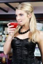 Elegant woman drinking martini cocktail Royalty Free Stock Photo