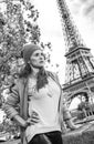 Elegant woman embankment in Paris looking into distance Royalty Free Stock Photo