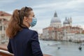 Elegant woman exploring attractions on Accademia bridge Royalty Free Stock Photo