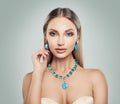 Elegant Woman Fashion Model with Makeup and Jewelry. Royalty Free Stock Photo