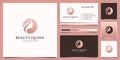 Elegant woman hair salon gold gradient logo design and business card