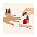 Elegant woman hands doing manicure applying nail polish Royalty Free Stock Photo