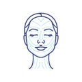 Elegant woman head. Massage facial lines. Face and neck massage. Beauty treatment, skin care, massage lines