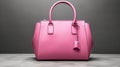 Elegant woman pink bag isolated on grey background,AI generated